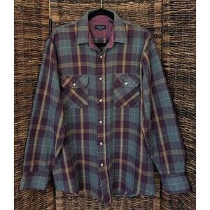 Vintage Plaid Flannel Shirt Men's Large 80s 90s Skater Grunge Gorpcore Hiking LT